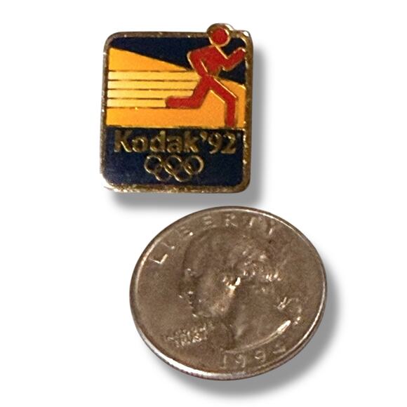 Vintage Eastman Kodak Lapel Pin 1992 Olympic Games Blue Yellow Red Enamel - Picture 4 of 5